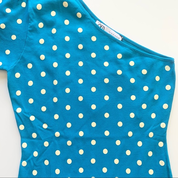 🌸New🌸 Zara Polka Dot Knit Dress Medium Blue NWT - Picture 5 of 8